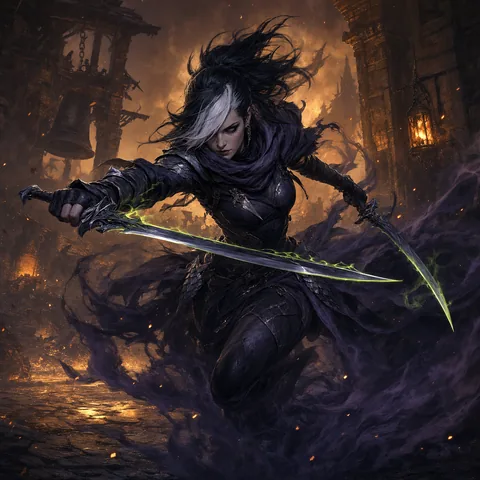 Kira, Blade of Shadows, a legendary Nightveil card